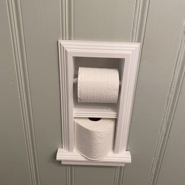 Wooden Toilet Paper Holders,Red Oak Wood Toilet Roll Holder with Shelf, Toilet Paper Holder for Bathroom, Wall Mounted Toilet Paper Roll Holder