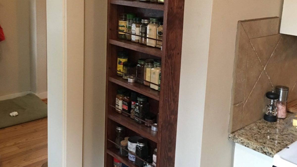 Wall Spice Rack Wooden Shelf Kitchen Organization Idea 