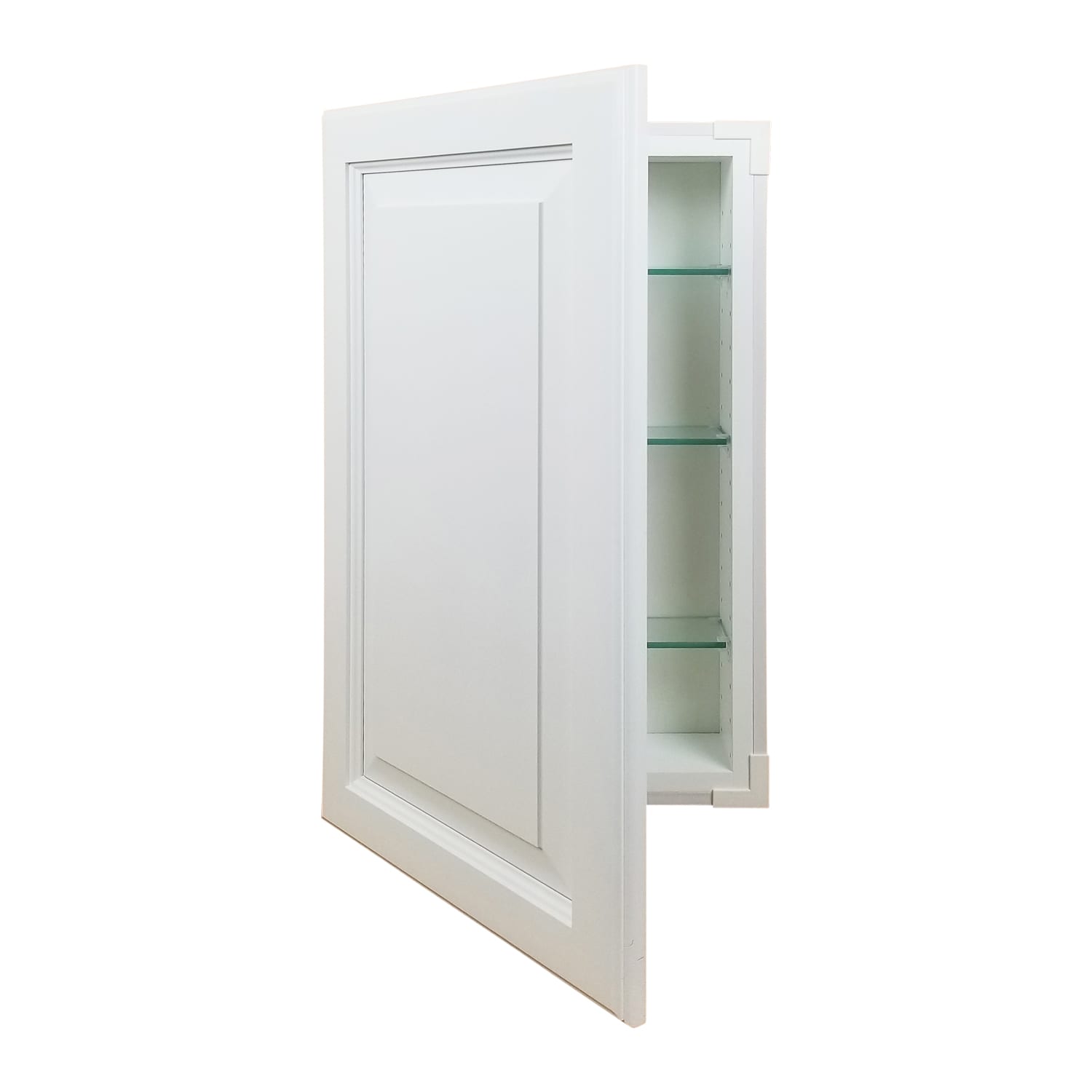 Cimmaron Raised Panel Style Frameless Recessed in wall solid wood bathroom  Medicine Storage Cabinet - 14 x 18